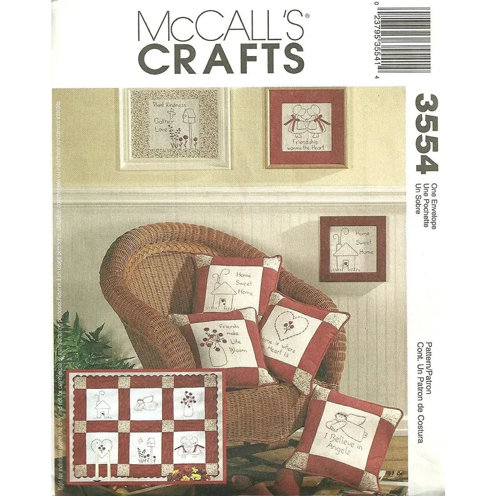McCall's Sewing Pattern 3554 Pillows‎ Wall Quilt Wall Hanging Blocks